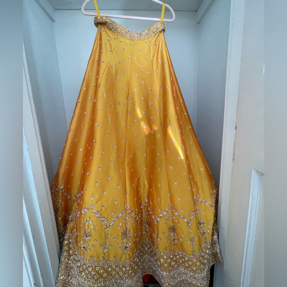 Pink and yellow lehenga